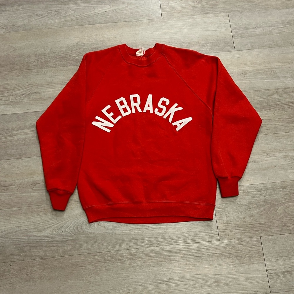 Vintage 80s University Of Nebraska Huskers 50/50 USA Crewneck Sweatshirt